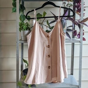 Flowy blush button-down tank top spaghetti straps